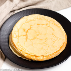 Angled shot of french crepes