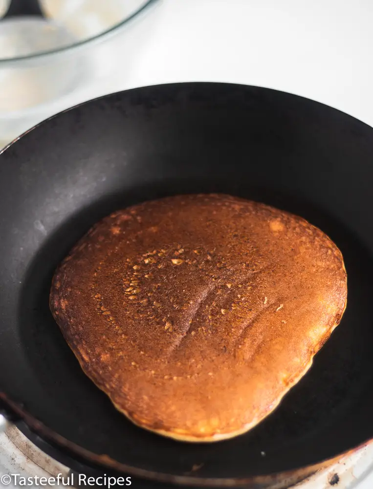 Pancakes in a pan cooking