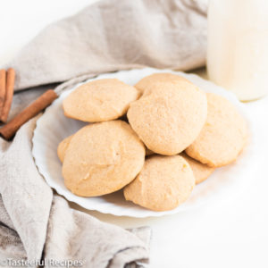 Straight on shot of vanilla spice cookies on a plate