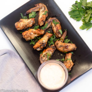 Overhead shot spicy cilantro lime wings