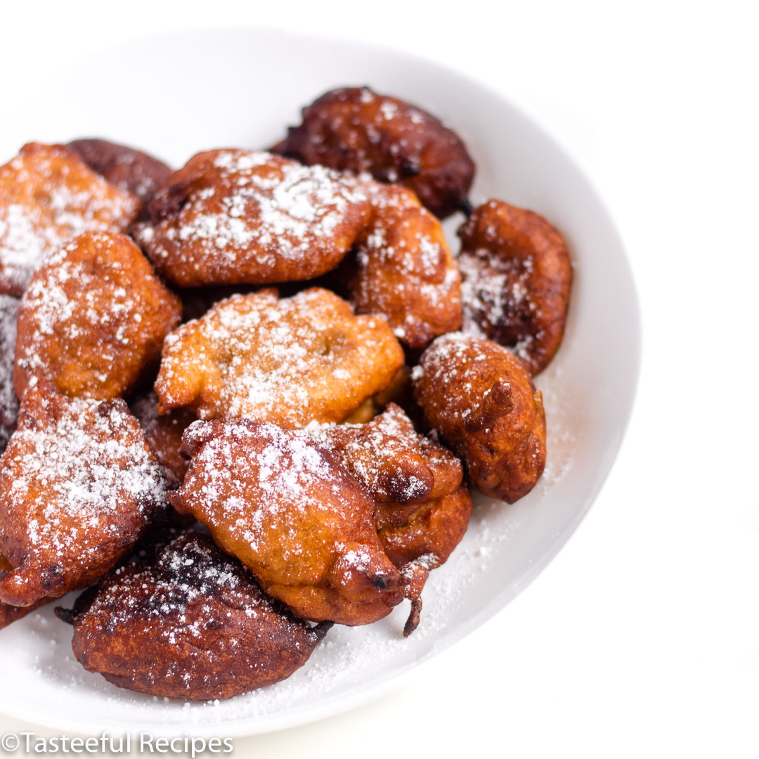 Straight on shot of Caribbean banana beignets