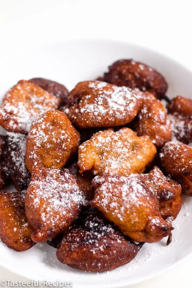 Angled shot of Caribbean banana beignets