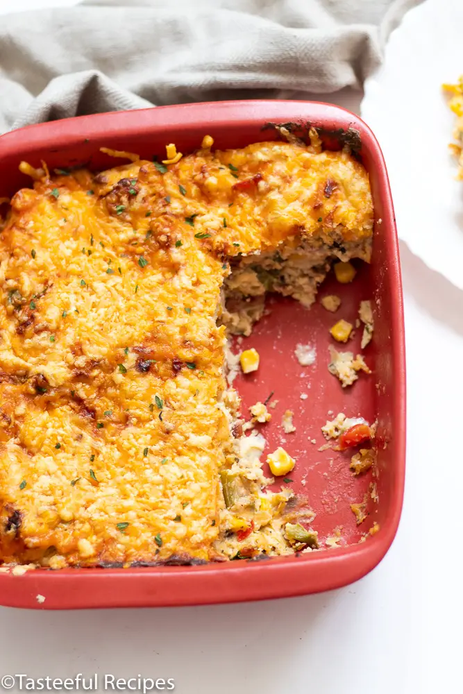 Overhead shot of Trinidad bacon corn pie