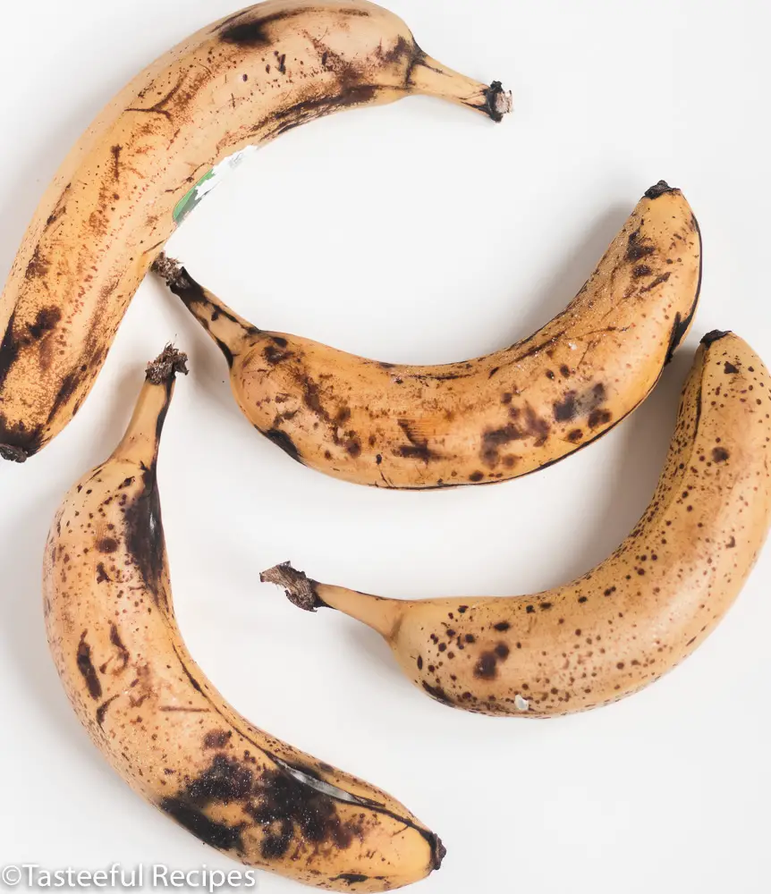 Overhead shot of ripe bananas