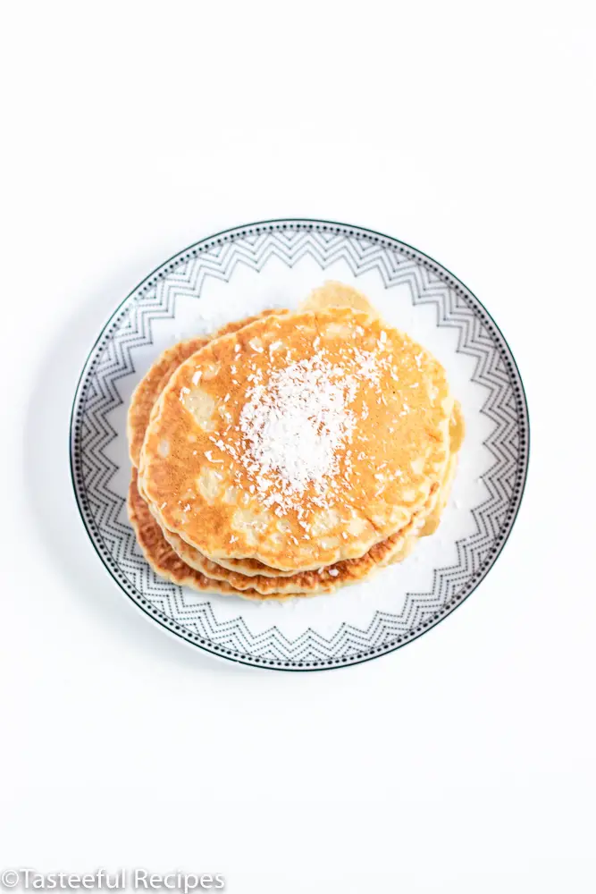 Overhead shot of coconut milk pancakes