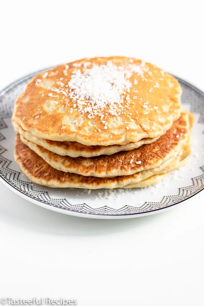 Straight on shot of coconut milk pancakes