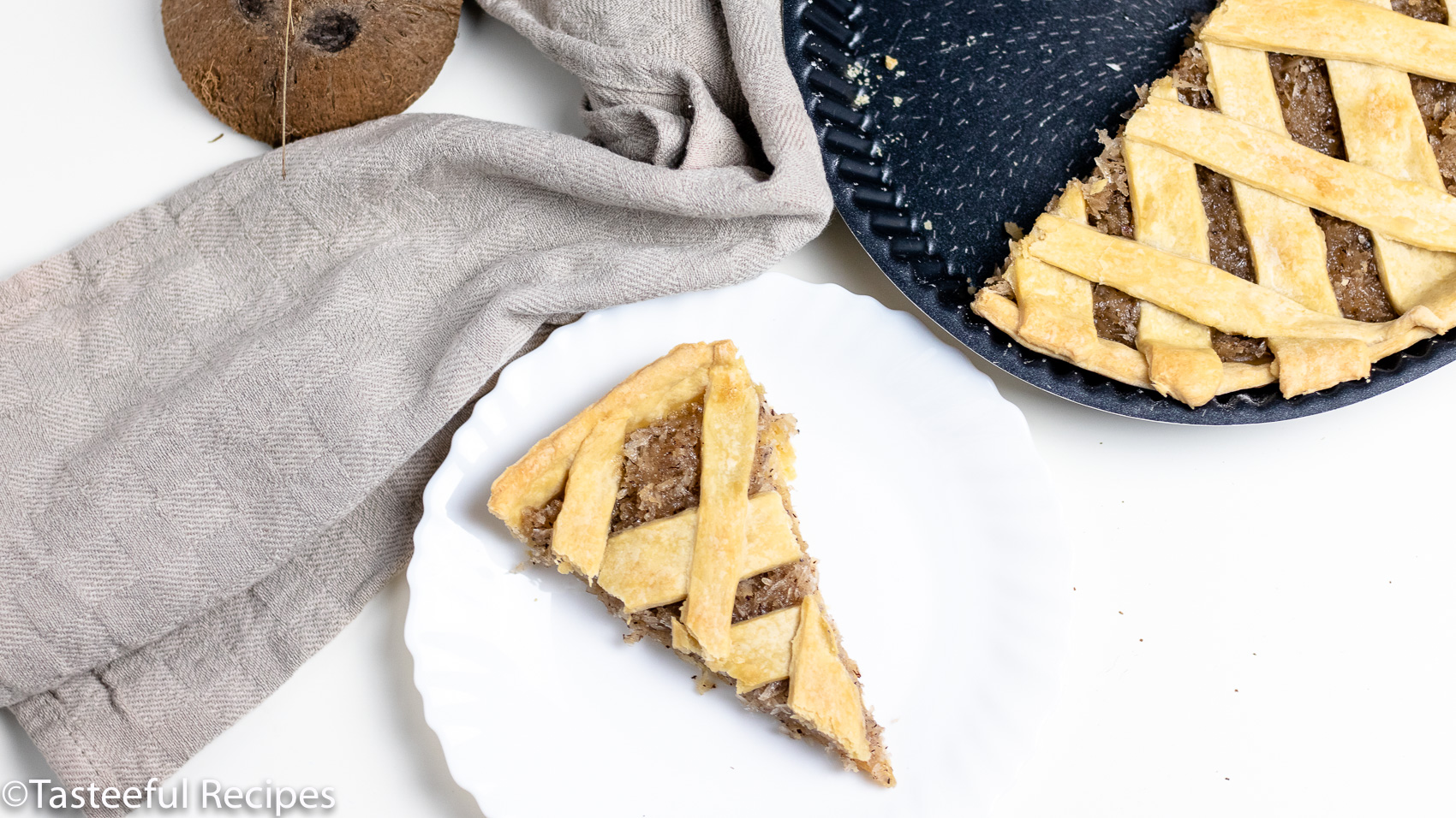 Overhead shot of Caribbean coconut tart