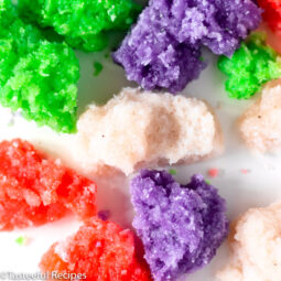 Close up shot of Caribbean sugar cakes on a tray