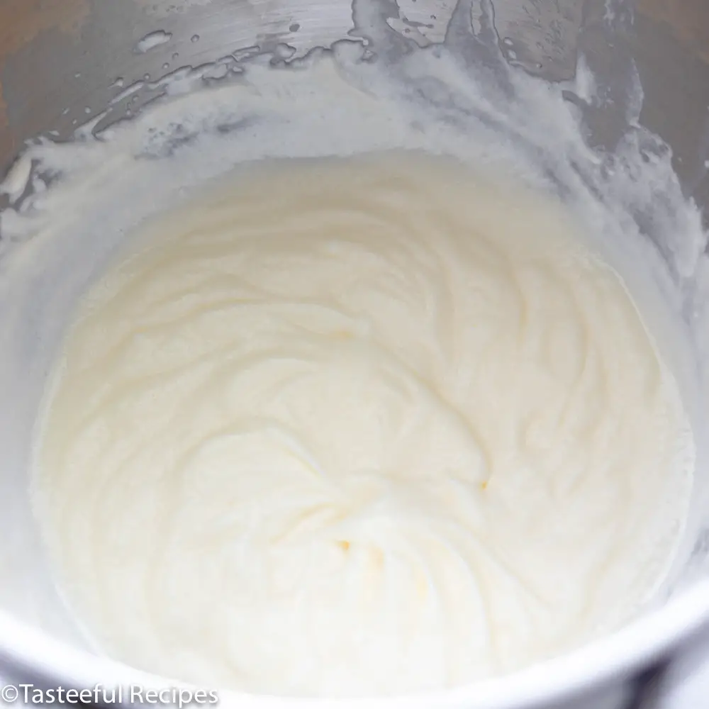 overhead shot of caribbean passion fruit whipped cream in a bowl