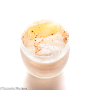 Angled shot of a glass of Caribbean soursop juice