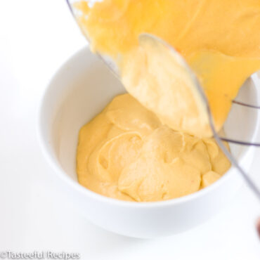 overhead shot of caribbean spicy mango mayo sauce