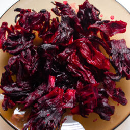 Close up shot of Caribbean sorrel on a plate