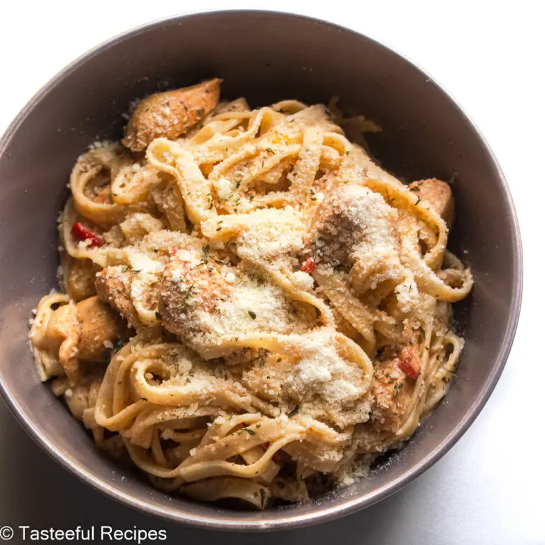 Creamy Spicy Coconut Chicken Pasta Tasteeful Recipes
